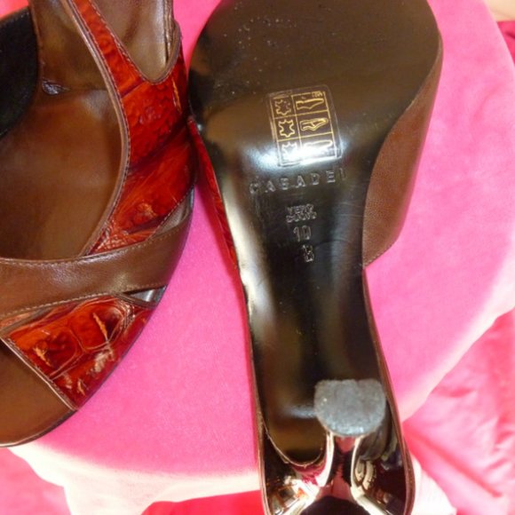 CASADEI ITALY LEATHER GENUINE CROCODILE SLINGBACKS - Picture 4 of 13